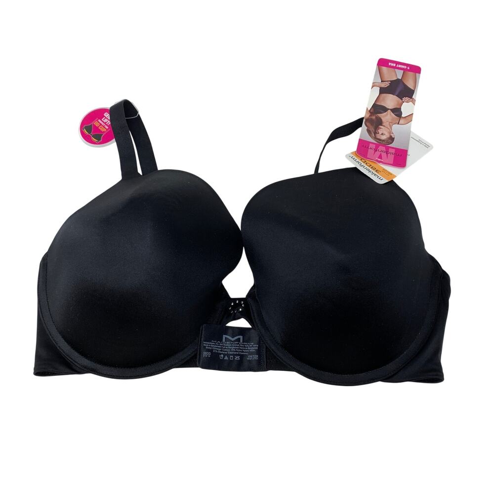 Maidenform T-Shirt Bra Womens 38DD Black Underwire Padded Smooth NWT